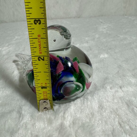 Handcrafted Joe St. Clair Art Glass Bird Figurine With Multicolored Swirls - Picture 7 of 8